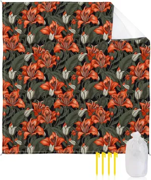 Beach Blanket Sandproof, Flowers Vintage Floral and Leaves Retro Plants Waterproof Beach Mat Lightweight Quick Drying Picnic Blanket Beach Essentials for Travel Camping Hiking 108x84in