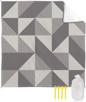 Beach Blanket Sandproof, Grey Beige Pattern Waterproof Beach Mat Lightweight Quick Drying Picnic Blanket Beach Essentials for Travel Camping Hiking 95x80in