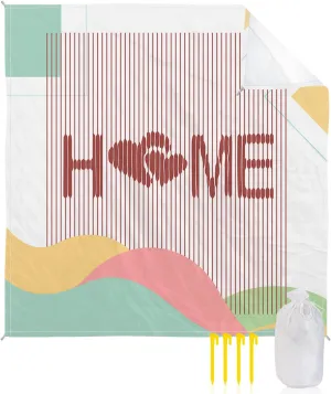 Beach Blanket Sandproof, Home Love Stripes Abstract Art Illustration Waterproof Beach Mat Lightweight Quick Drying Picnic Blanket Beach Essentials for Travel Camping Hiking 83x79in