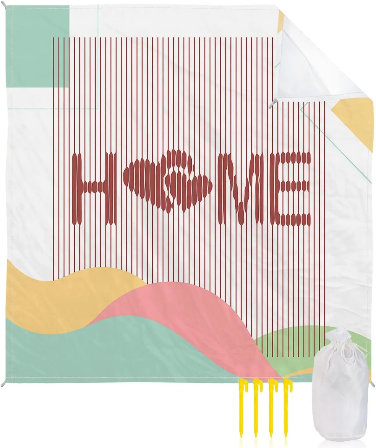 Beach Blanket Sandproof, Home Love Stripes Abstract Art Illustration Waterproof Beach Mat Lightweight Quick Drying Picnic Blanket Beach Essentials for Travel Camping Hiking 83x79in