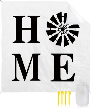 Beach Blanket Sandproof, Home Sign Windmill Rustic Farmhouse Waterproof Beach Mat Lightweight Quick Drying Picnic Blanket Beach Essentials for Travel Camping Hiking 83x79in