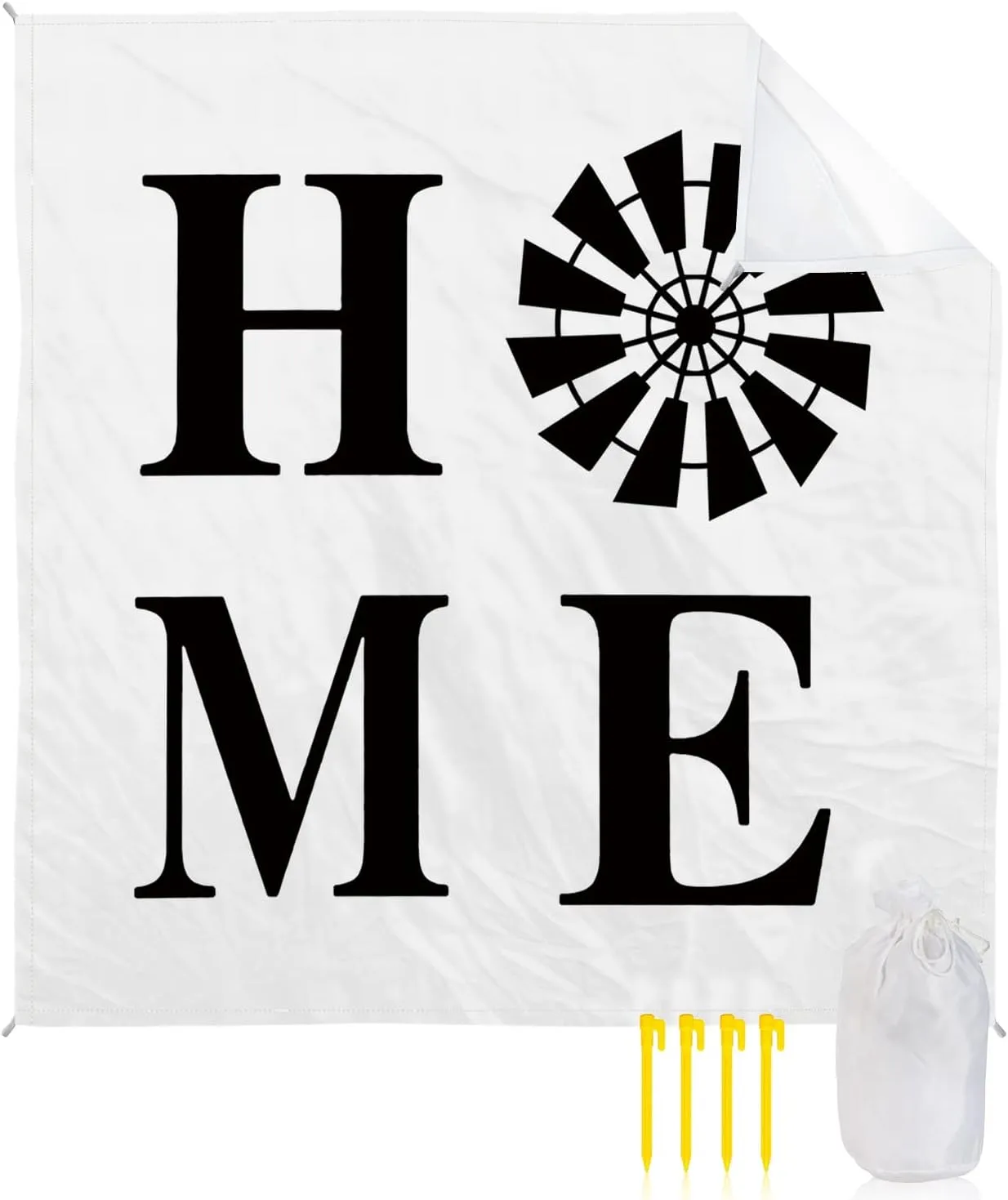 Beach Blanket Sandproof, Home Sign Windmill Rustic Farmhouse Waterproof Beach Mat Lightweight Quick Drying Picnic Blanket Beach Essentials for Travel Camping Hiking 83x79in