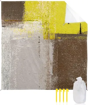 Beach Blanket Sandproof, Oil Painting Abstract Grey and Brown Yellow Waterproof Beach Mat Lightweight Quick Drying Picnic Blanket Beach Essentials for Travel Camping Hiking 95x80in