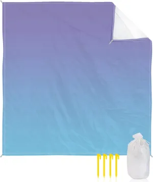Beach Blanket Sandproof, Purple and Blue Gradient Waterproof Beach Mat Lightweight Quick Drying Picnic Blanket Beach Essentials for Travel Camping Hiking 83x79in