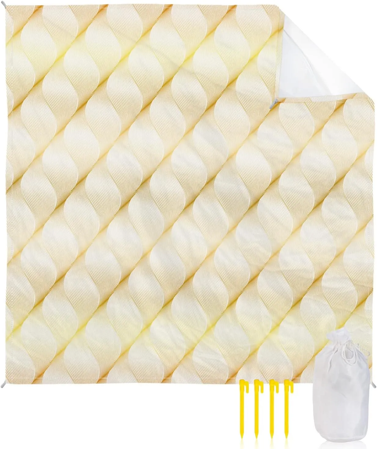 Beach Blanket Sandproof, Retro Gradient Yellow Abstract Waterproof Beach Mat Lightweight Quick Drying Picnic Blanket Beach Essentials for Travel Camping Hiking 95x80in