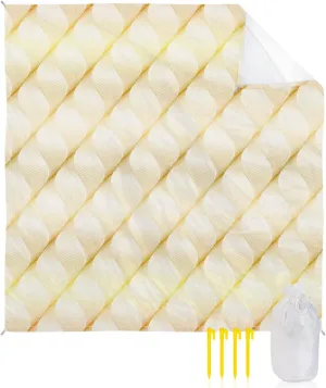 Beach Blanket Sandproof, Retro Gradient Yellow Abstract Waterproof Beach Mat Lightweight Quick Drying Picnic Blanket Beach Essentials for Travel Camping Hiking 95x80in