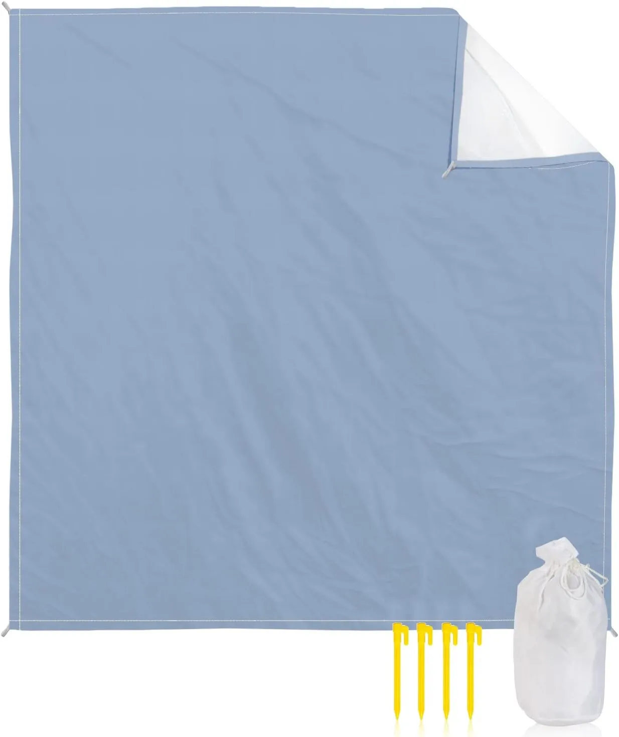 Beach Blanket Sandproof, Solid Color Light Blue Waterproof Beach Mat Lightweight Quick Drying Picnic Blanket Beach Essentials for Travel Camping Hiking 118x108in