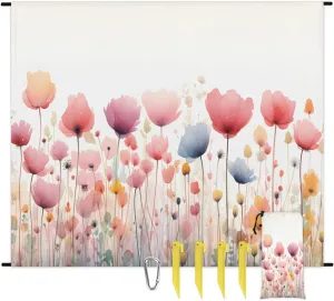 Beach Blanket, Spring Floral Sandproof Beach Mat, Waterproof Quick Drying Sand Free Mat with 4 x Ground Spikes for Outdoor Travel Camping Hiking, Watercolor Wild Flowers 68 x 59 in