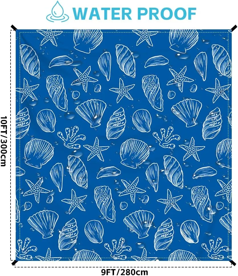 Beach Blanket Waterproof Sandproof Oversized, Extra Large Beach Mat 79" X 87"/110"x118" for 1-8 Adults Sand Free, Quick Drying Durable Outdoor Picnic Mat for Beach Travel Camping Hiking