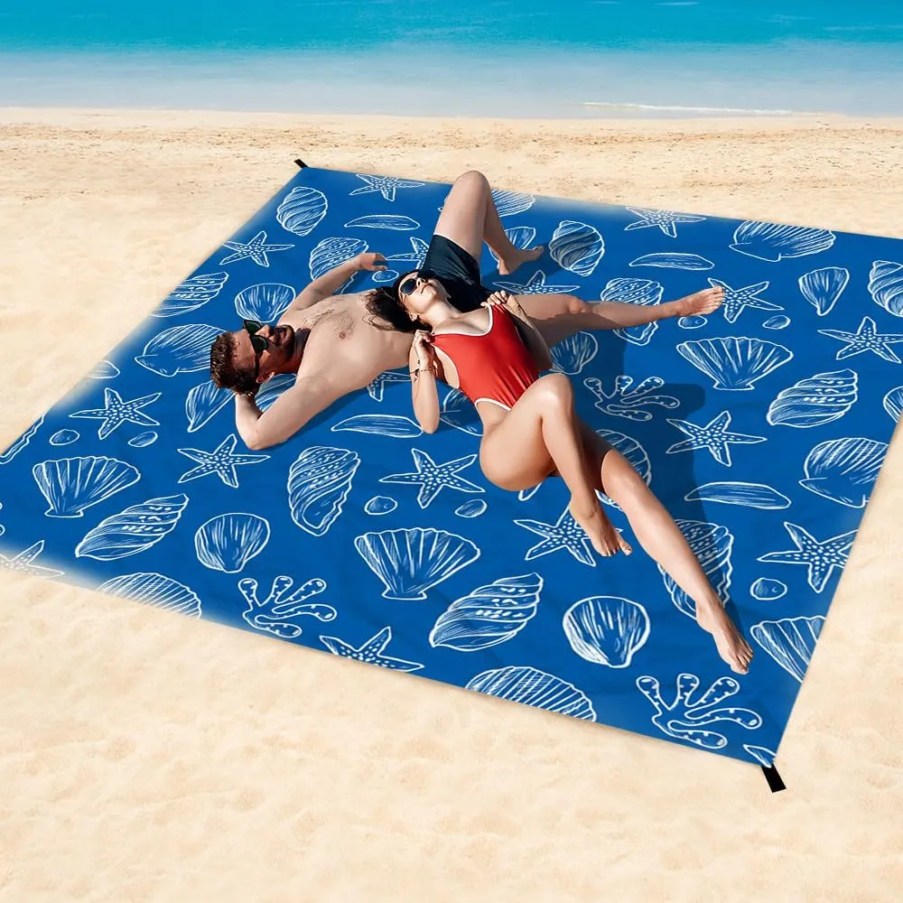 Beach Blanket Waterproof Sandproof Oversized, Extra Large Beach Mat 79" X 87"/110"x118" for 1-8 Adults Sand Free, Quick Drying Durable Outdoor Picnic Mat for Beach Travel Camping Hiking