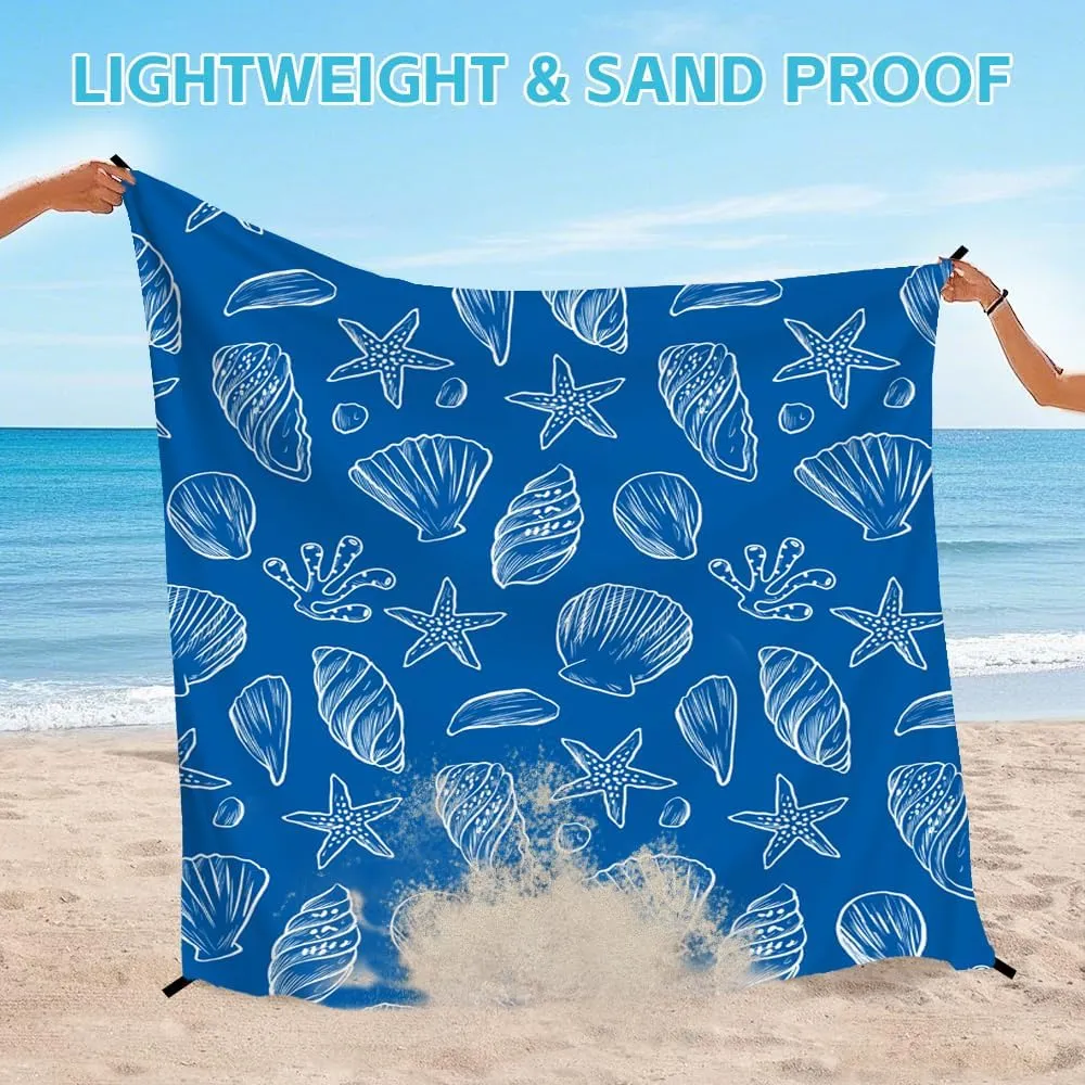 Beach Blanket Waterproof Sandproof Oversized, Extra Large Beach Mat 79" X 87"/110"x118" for 1-8 Adults Sand Free, Quick Drying Durable Outdoor Picnic Mat for Beach Travel Camping Hiking