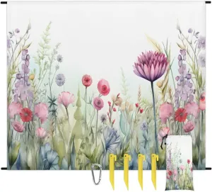 Beach Blanket, Wildflower Sandproof Beach Mat, Waterproof Quick Drying Sand Free Mat with 4 x Ground Spikes for Outdoor Travel Camping Hiking, Watercolor Floral 68 x 59 in
