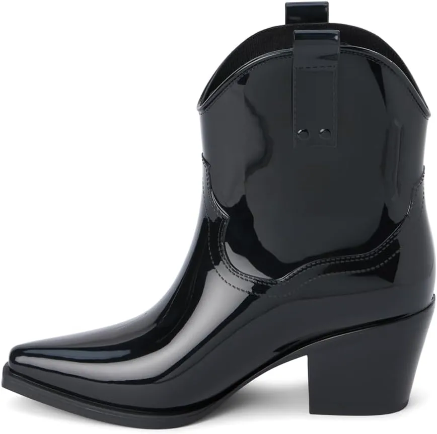 BEACH by Matisse Womens Oakley Pointed Toe Pull On Rain Casual Boots Mid Calf Mid Heel 2-3" - Black