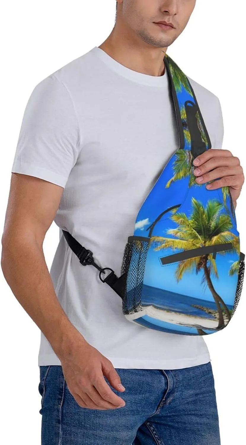Beach Sling Bag Palm Crossbody Chest Daypack Casual Backpack Beach Shoulder Bag