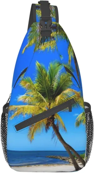 Beach Sling Bag Palm Crossbody Chest Daypack Casual Backpack Beach Shoulder Bag