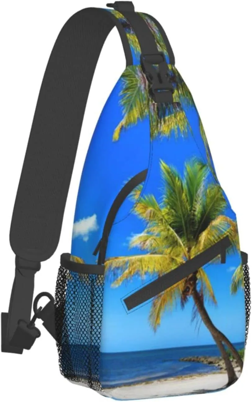 Beach Sling Bag Palm Crossbody Chest Daypack Casual Backpack Beach Shoulder Bag