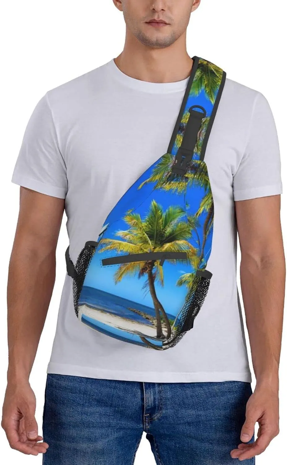 Beach Sling Bag Palm Crossbody Chest Daypack Casual Backpack Beach Shoulder Bag