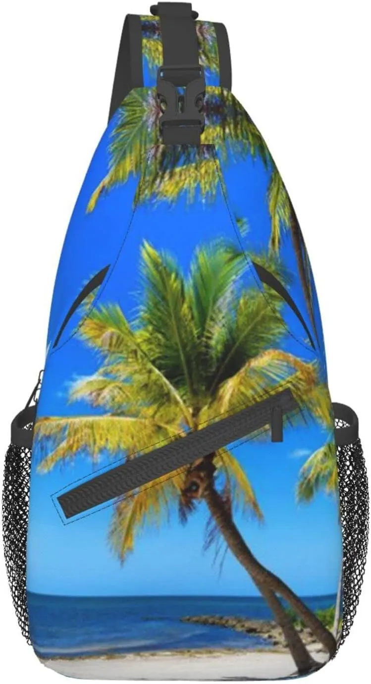 Beach Sling Bag Palm Crossbody Chest Daypack Casual Backpack Beach Shoulder Bag