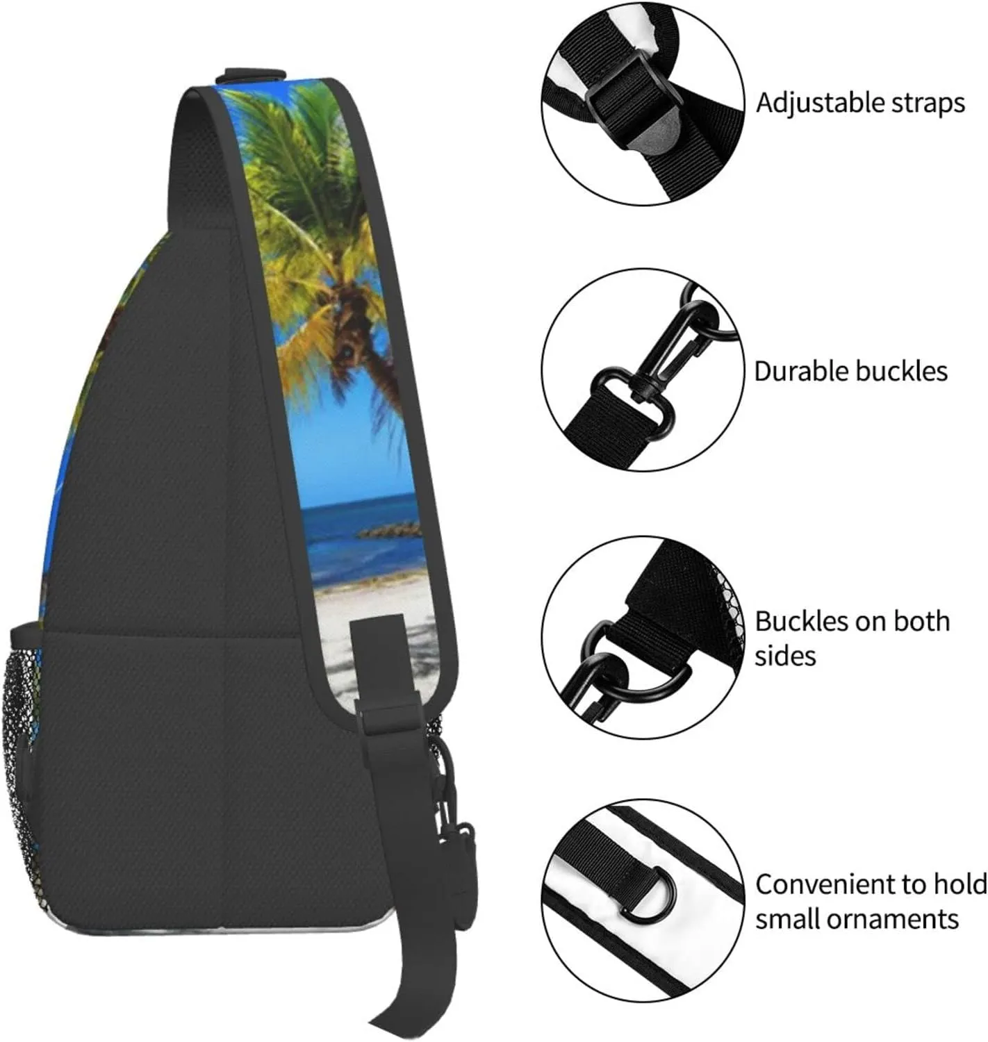 Beach Sling Bag Palm Crossbody Chest Daypack Casual Backpack Beach Shoulder Bag