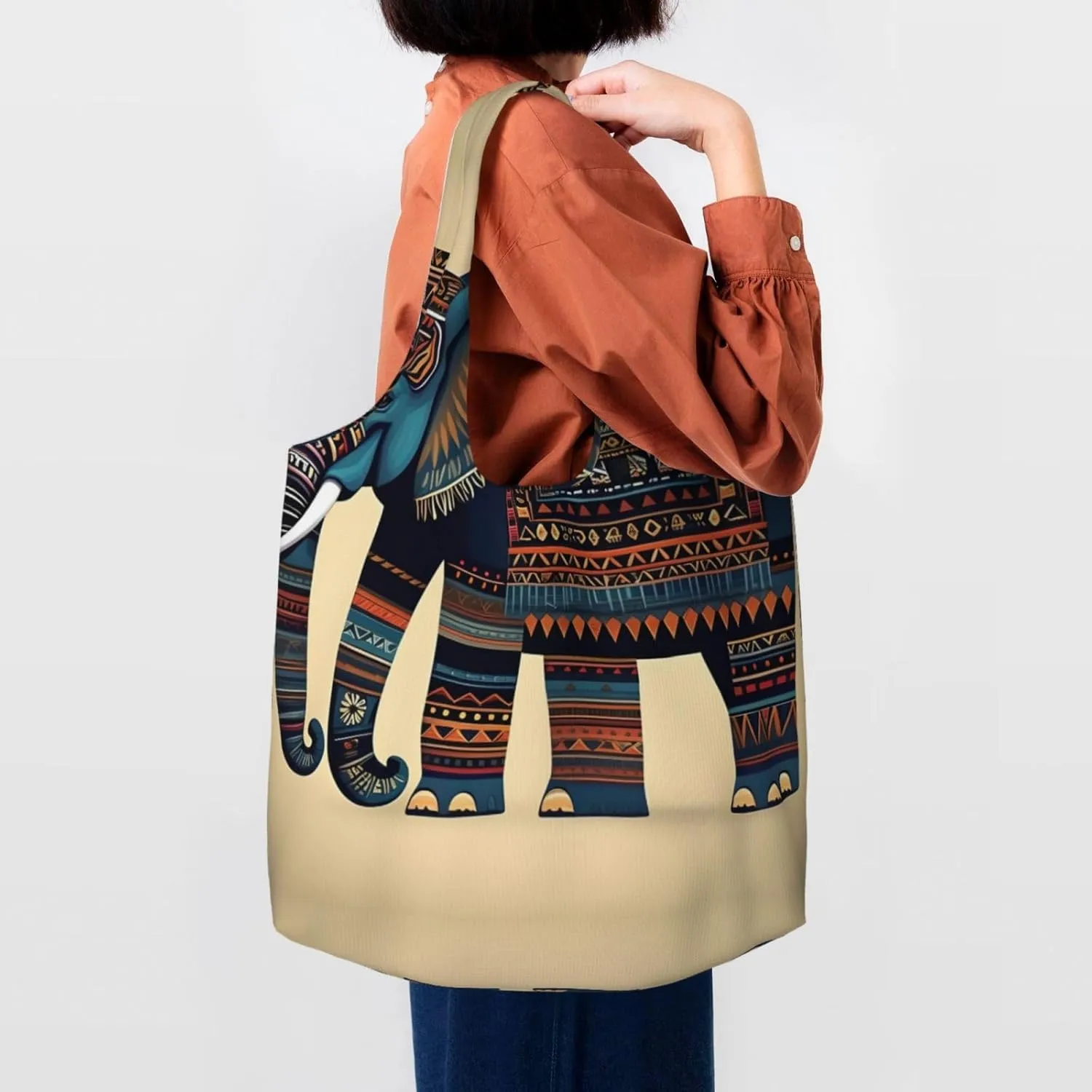 Beach Sunrise And Backlit Palm Tree Canvas Tote Bag Reusable Grocery Bag Canvas Shopping Bag For Mom Grandma