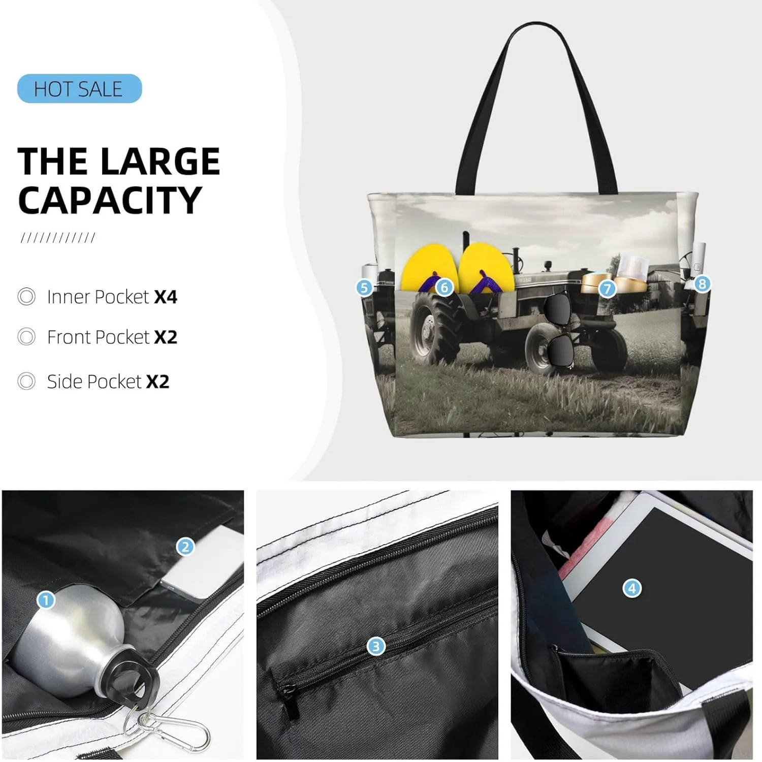 Beach Tote Bag for Women Oversized Travel Weekender Bags Underwater Turtle Waterproof Pool Bag Beach Accessories