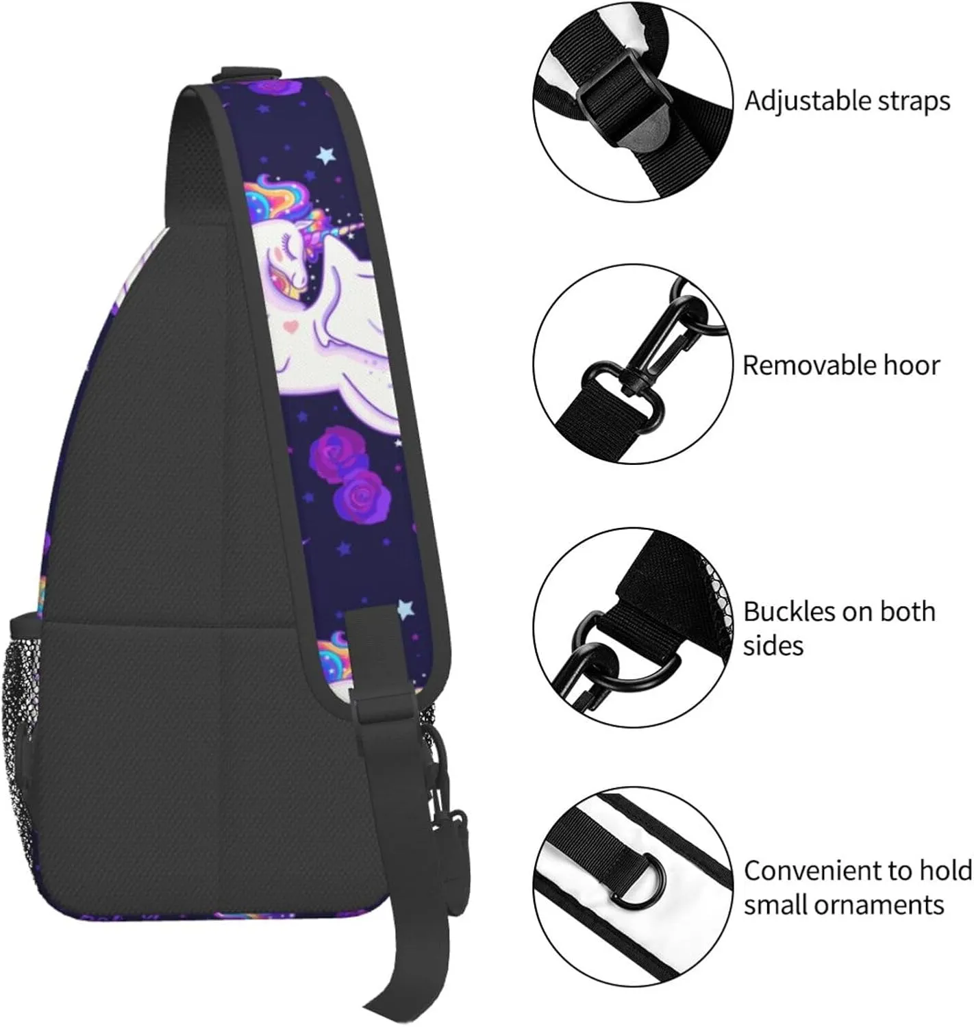 Beautiful Rainbow Unicorns You Are Magical Chest Sling Bag Crossbody Shoulder Backpack Bag Gym Cycling Daypack Travel Hiking Cross Bag