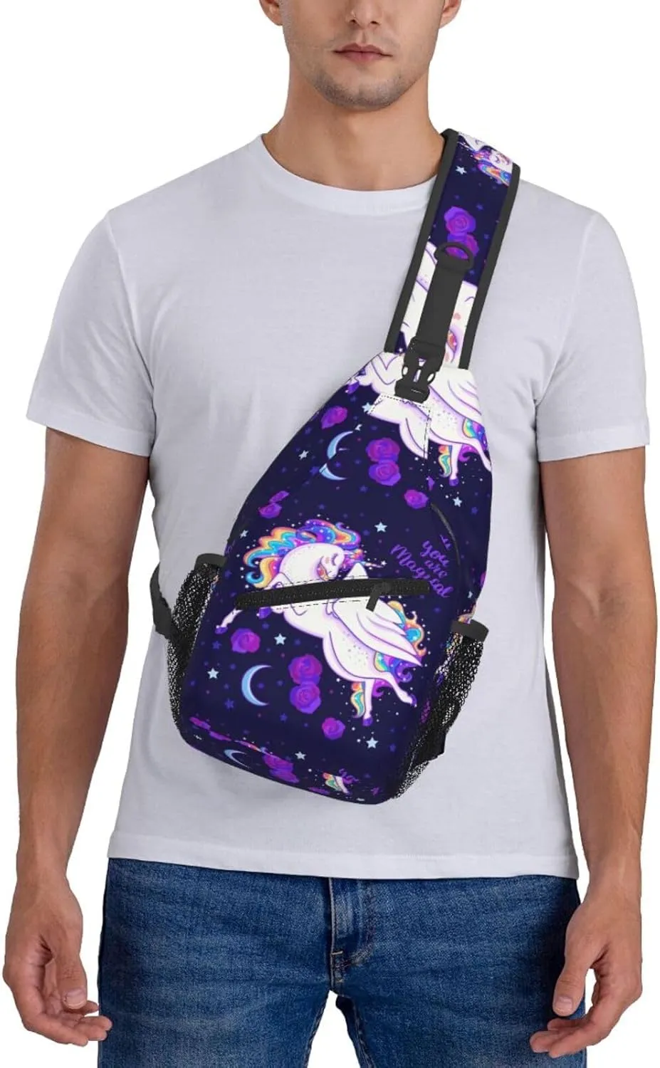 Beautiful Rainbow Unicorns You Are Magical Chest Sling Bag Crossbody Shoulder Backpack Bag Gym Cycling Daypack Travel Hiking Cross Bag