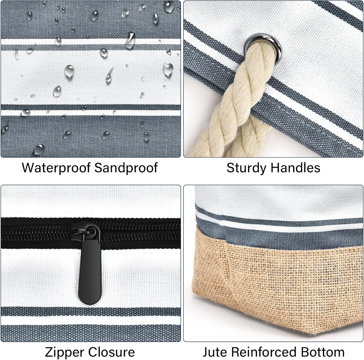 Becokan Beach Bags for Women Large Canvas Beach Tote Bag Beach Bags Waterproof Sandproof Swim Pool Bag Travel Essentials
