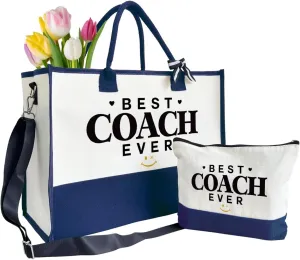 Best Coach Ever Tote Bag Gifts, Canvas Tote Bag for Women, Coach Gifts, Cosmetic Bag, Makeup bag, Travel Bag Gifts for Coach, Canvas Tote Bag With Zipper, Coach Birthday Christmas Gifts A18
