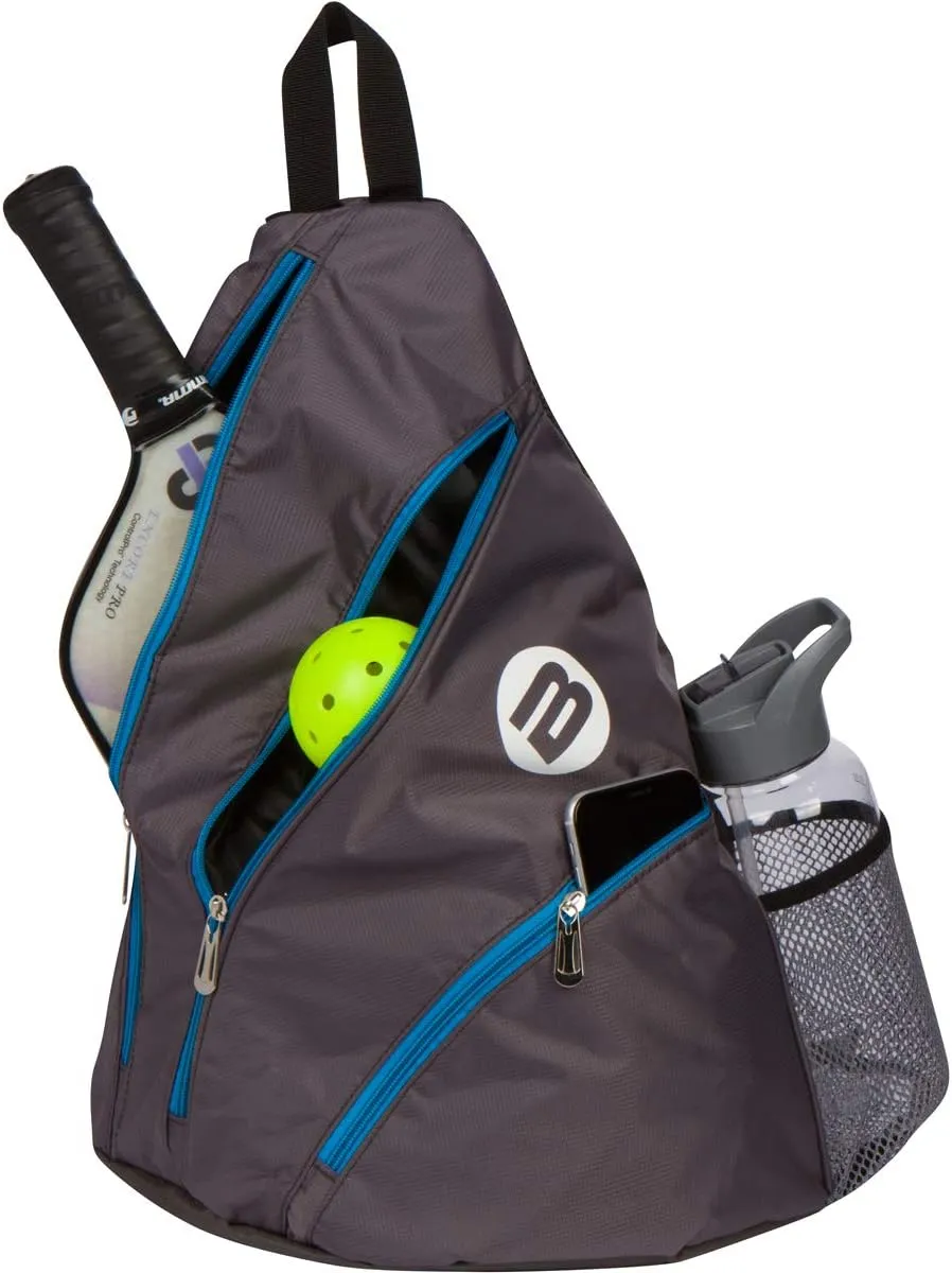 BESTA Premium Pickleball Bag. Padded Sling Bag with 3 Compartments, Water Bottle Holder and Adjustable Strap that Switches Sides. Holds Several Paddles, Balls and More.