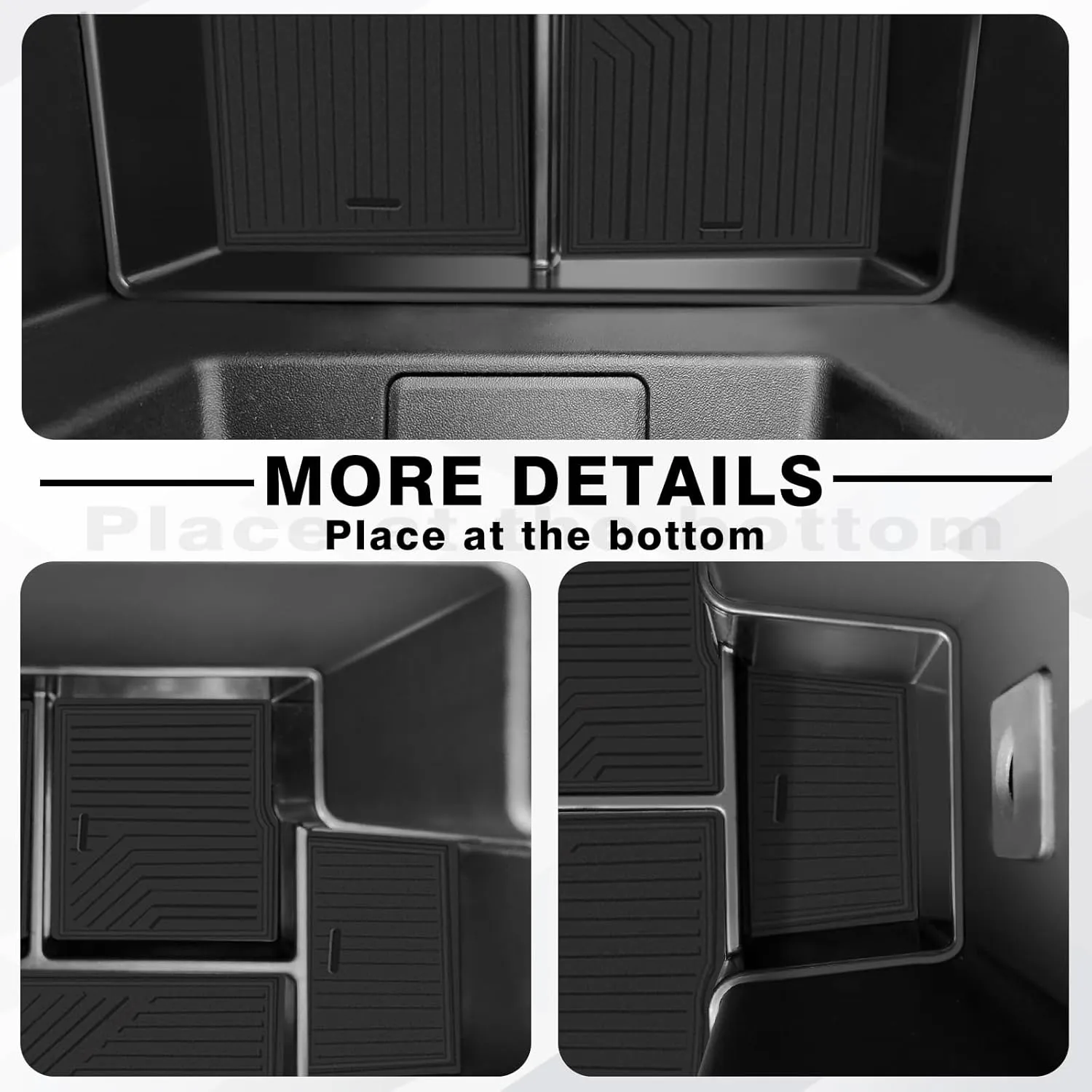 BestEvMod 2PCS Center Console Organizer Trays Fit for Chevrolet Silverado EV 2024 2025 Pickup Armrest Storage Box ABS Material with PVC Trim Not Fit ICE or RST Models (Top   Bottom)