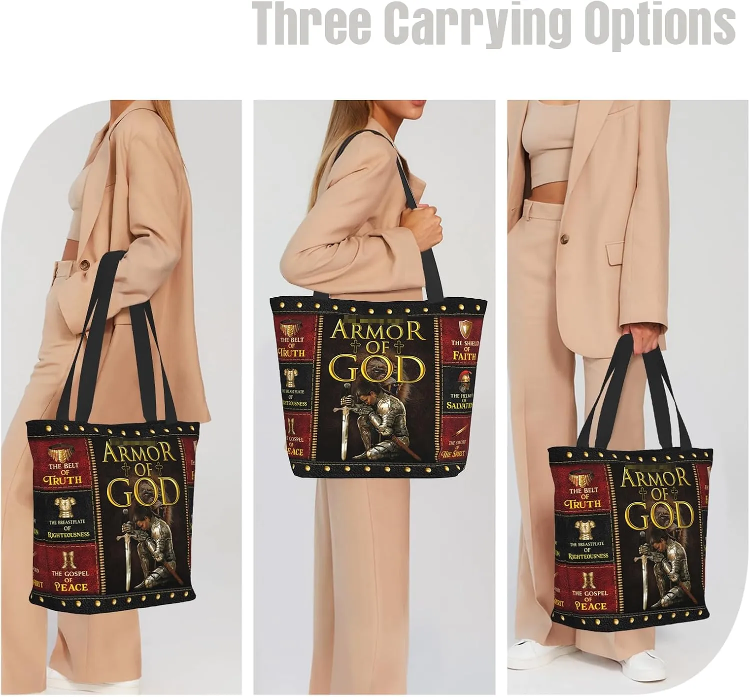 Bible Tote Bags for Women Christian Tote Bag Church Shoulder Bag Inspirational Bags With Zipper Christian Gift