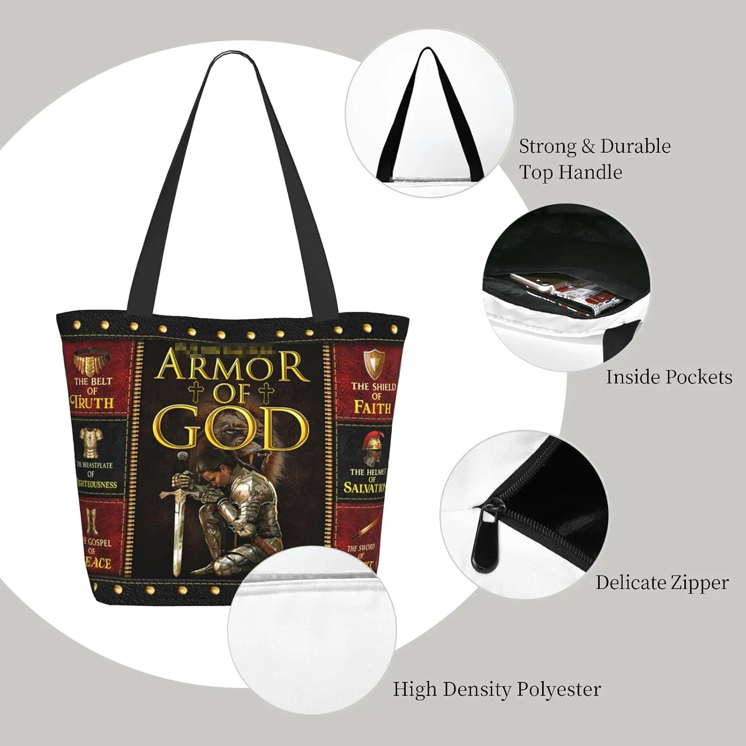 Bible Tote Bags for Women Christian Tote Bag Church Shoulder Bag Inspirational Bags With Zipper Christian Gift