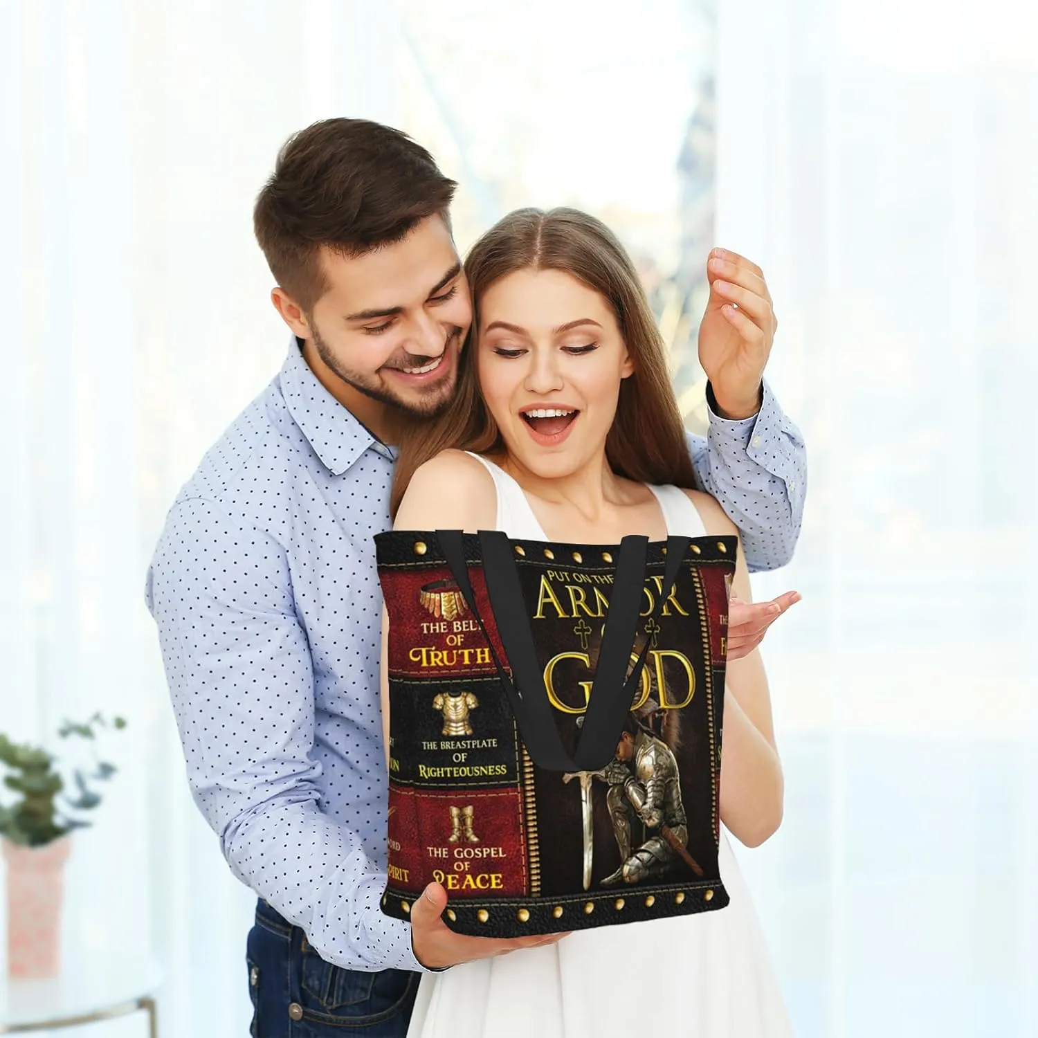 Bible Tote Bags for Women Christian Tote Bag Church Shoulder Bag Inspirational Bags With Zipper Christian Gift