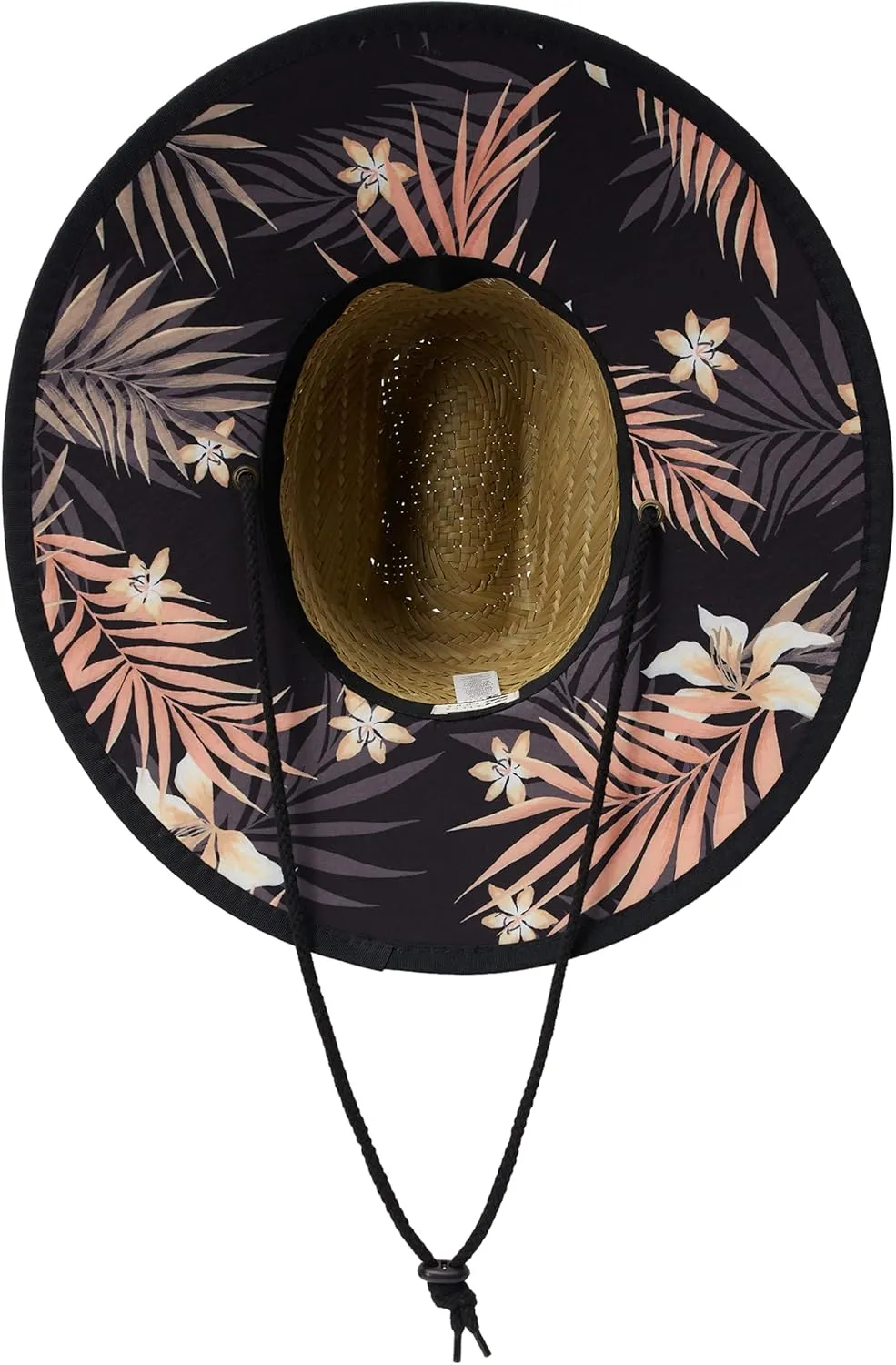 Billabong Women's Tipton Straw Lifeguard Hat, Structured Construction with Printed Fabric Lining Under Brim