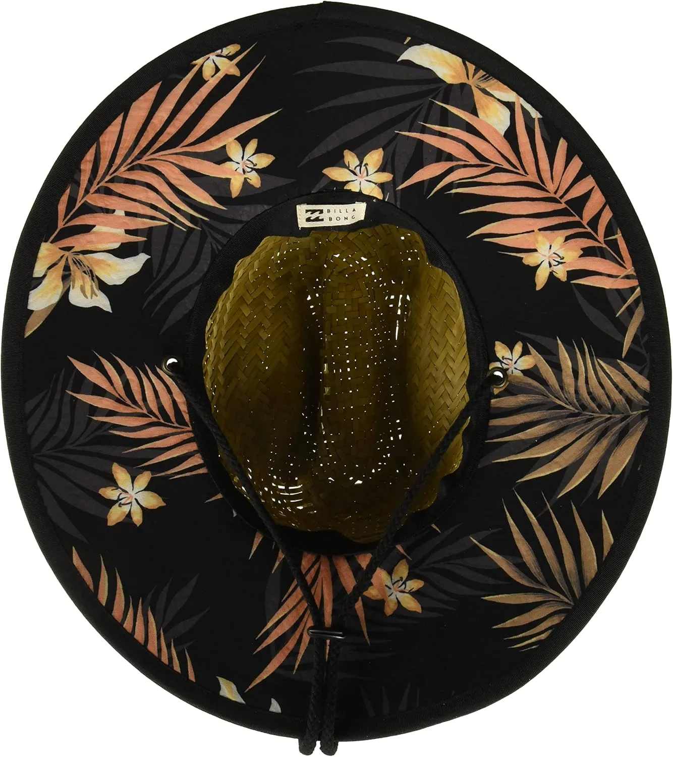Billabong Women's Tipton Straw Lifeguard Hat, Structured Construction with Printed Fabric Lining Under Brim