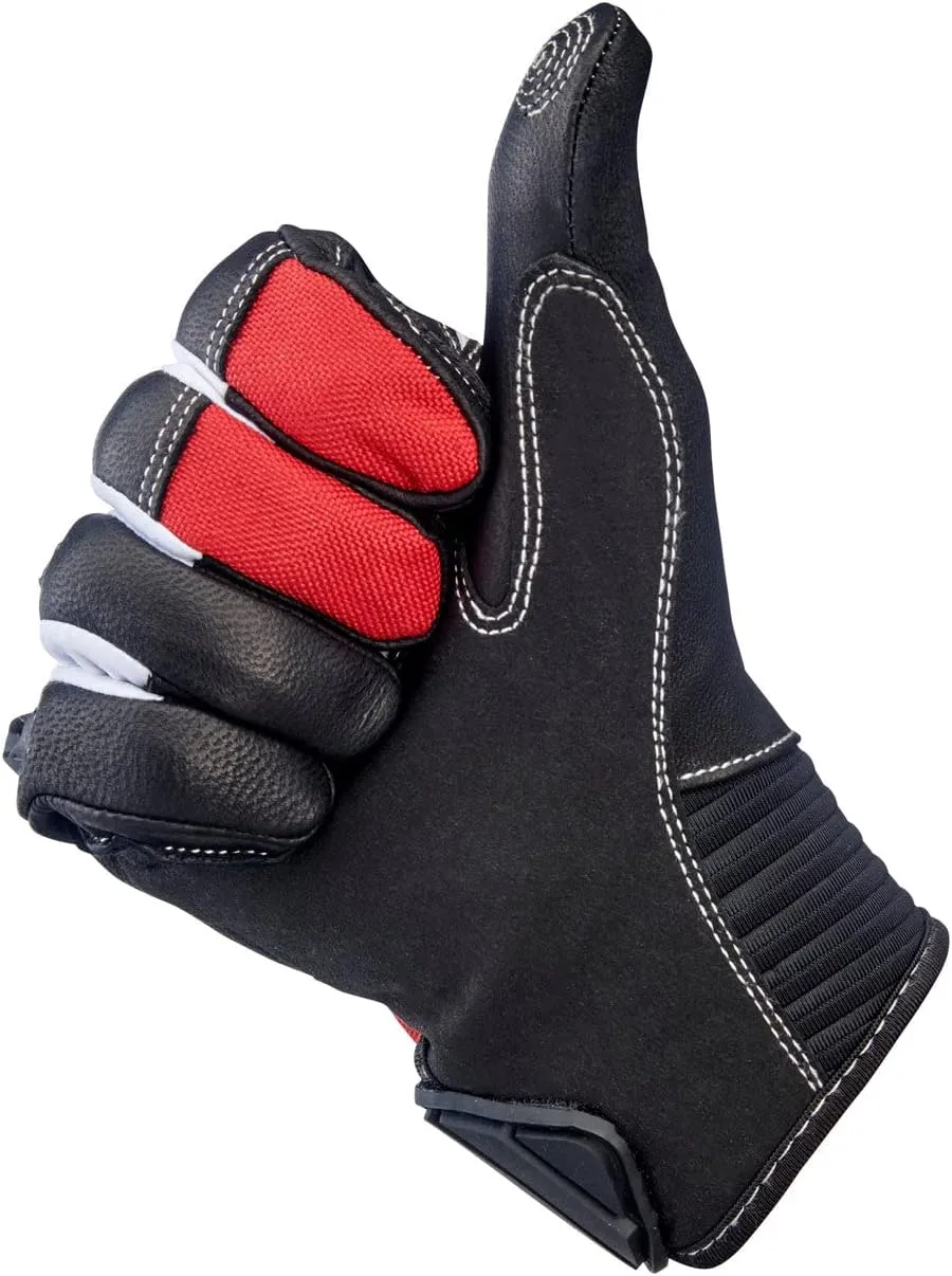 Biltwell | Bridgeport Gloves | Motorcycle Gloves | CE Certified | Knuckle Guard | Impact Protection | Finger Vents | Red Black