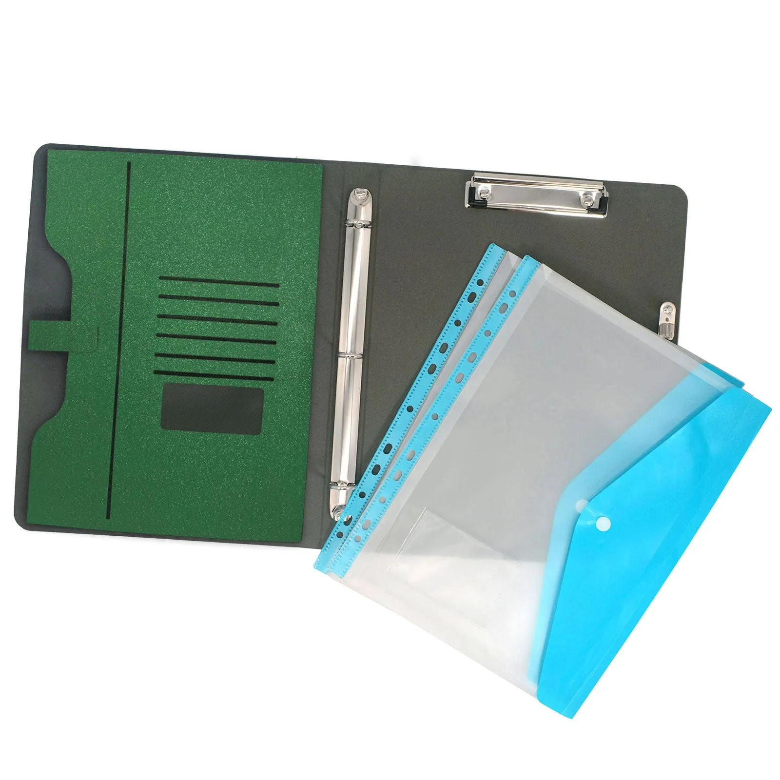 Binder Clipboard Storage Folder, Organizer Padfolio Ring Binder with Document Bag, Writing Portfolio File Folder Case with 3-Ring Binder