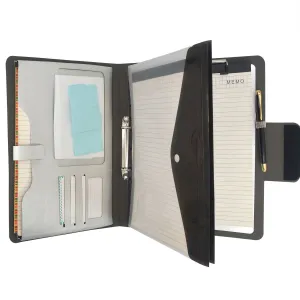 Binder Organizer Portfolio Case, 2-Ring Binder Padfolio with Whiteboard Clipboard and Expanded Document Bag, Padfolio Ring Binder Business Organizer Folder Case