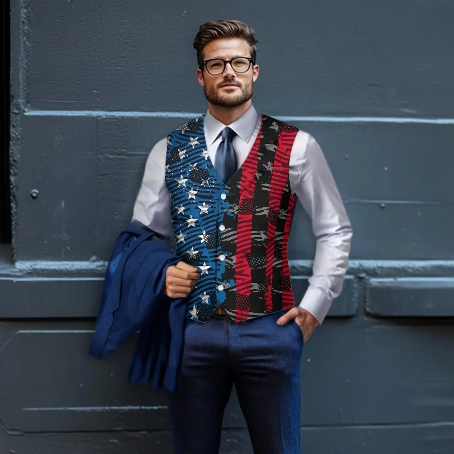 Biyejit Men's Suit Vest Business Formal Dress Waistcoat Slim Fit Vests for Men for Suit or Tuxedo Wedding Dress