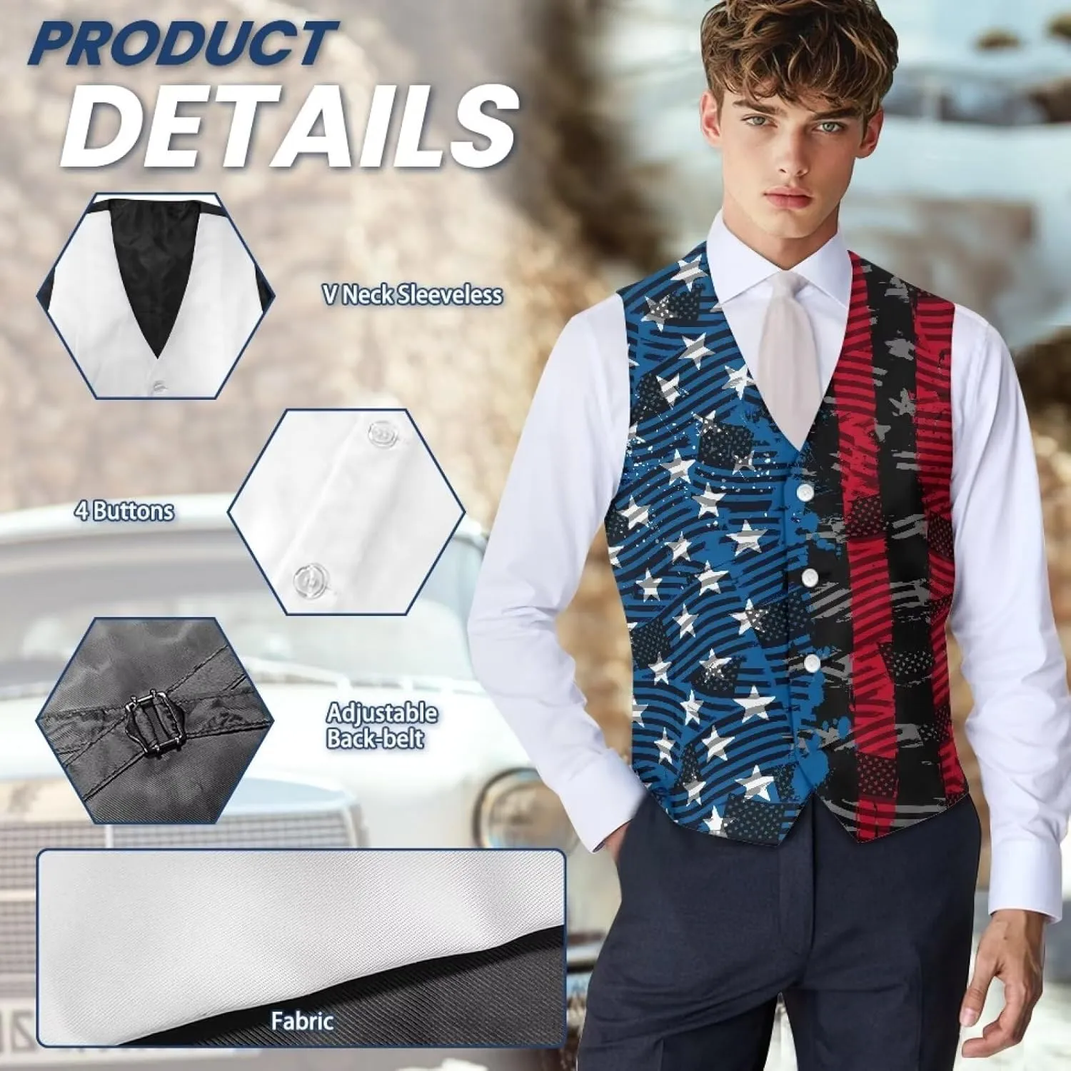 Biyejit Men's Suit Vest Business Formal Dress Waistcoat Slim Fit Vests for Men for Suit or Tuxedo Wedding Dress