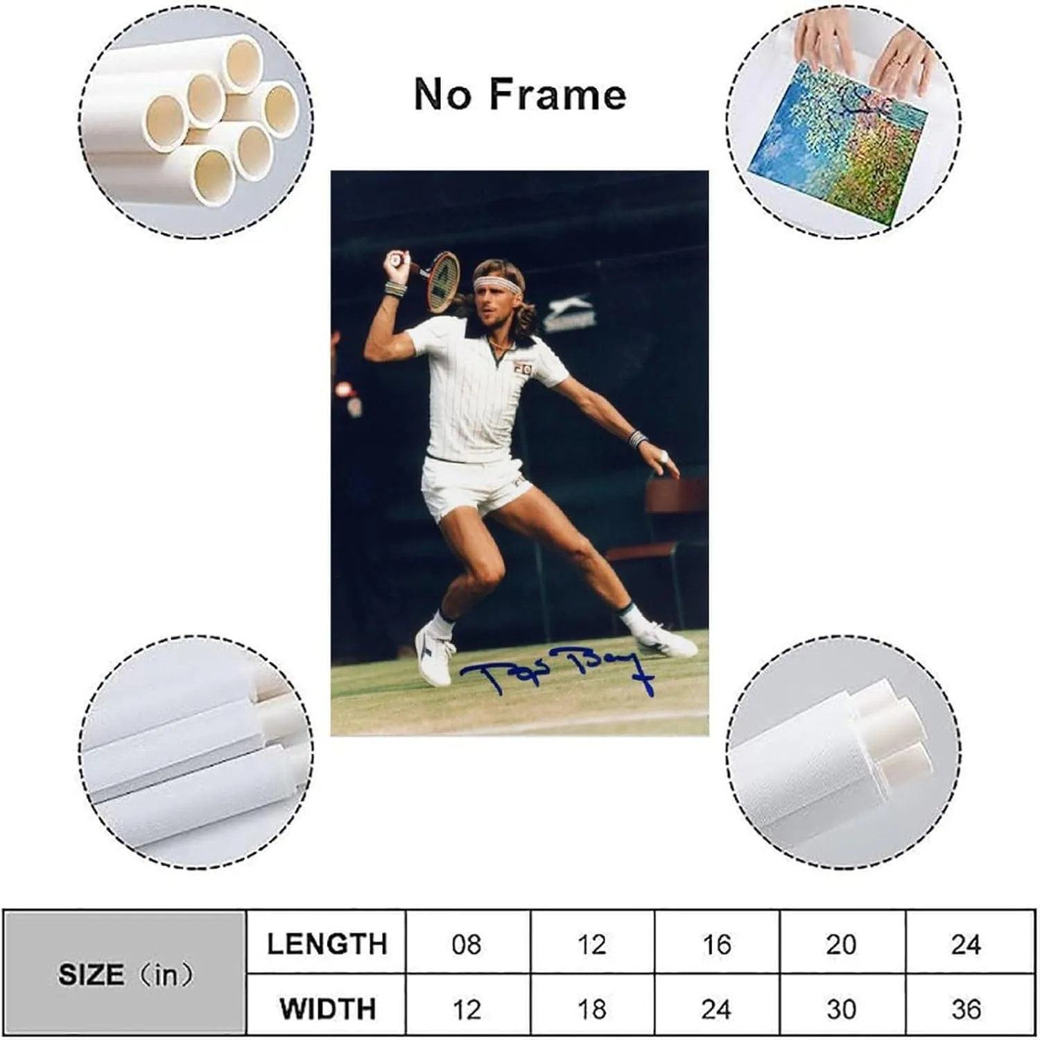 Björn Borg Famous Athletes Poster Wall Art Scroll Canvas Painting Picture Living Room Decor Home 24x36inch(60x90cm)