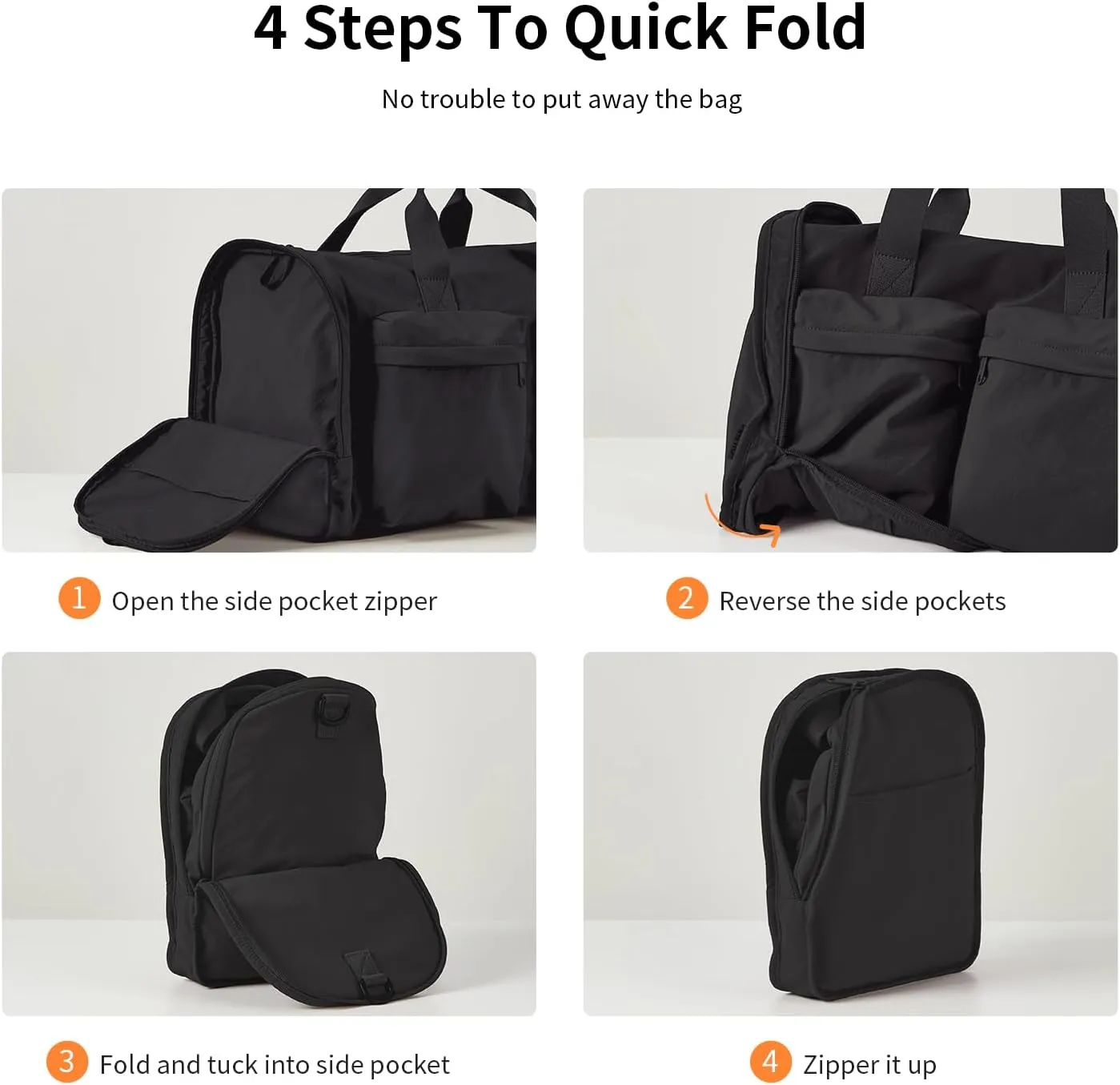 Black Gym Bag for Women Men with Shoes Compartment, 3 in 1 Carry on Travel Duffel Bags with Trolley Sleeve, Lightweight & Water Resistant Gym Duffel Bag for Travel, Sports, Fitness & Workout