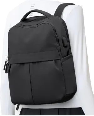 Black Laptop Backpack - Women's Travel & Gym Work Backpack