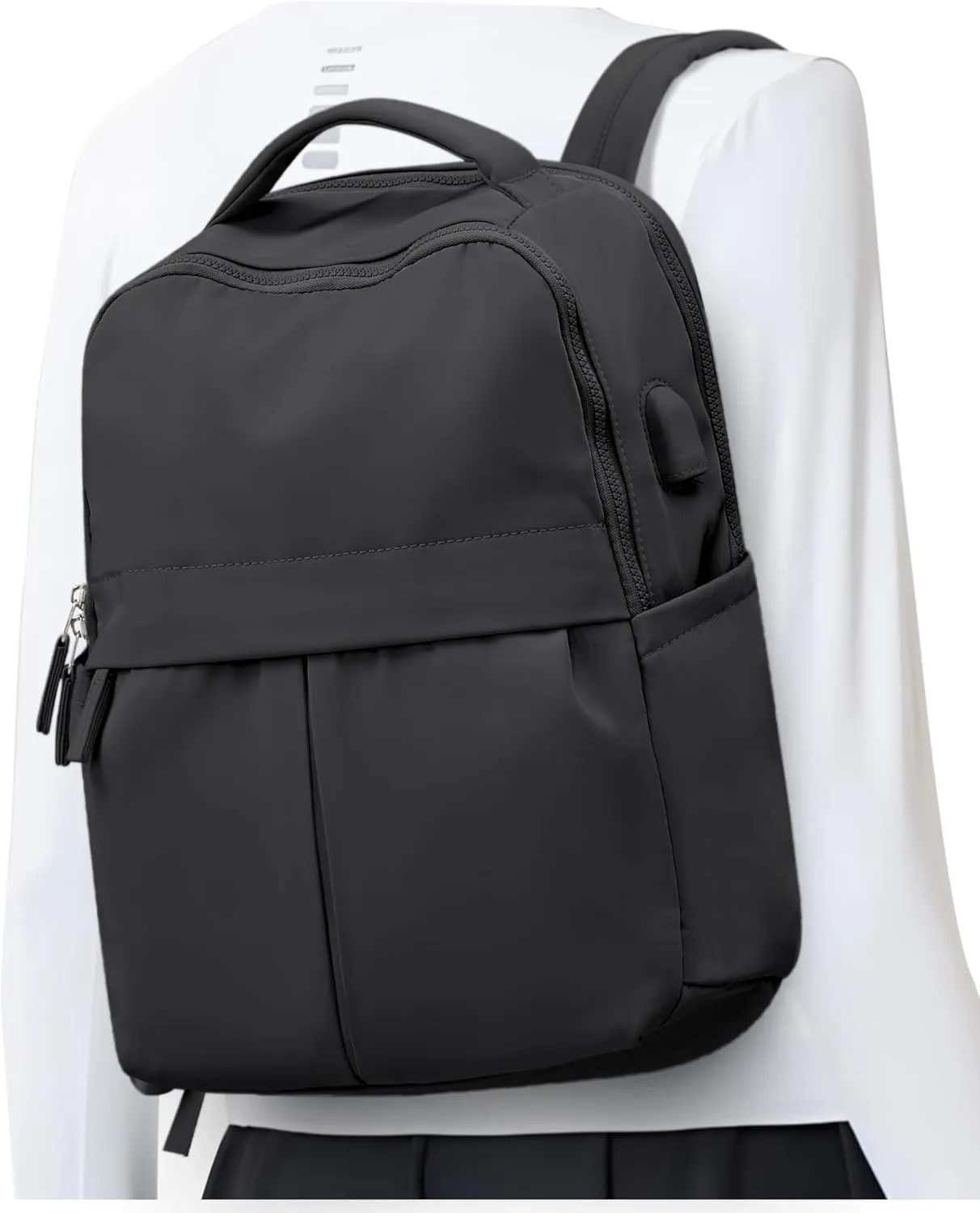 Black Laptop Backpack - Women's Travel & Gym Work Backpack