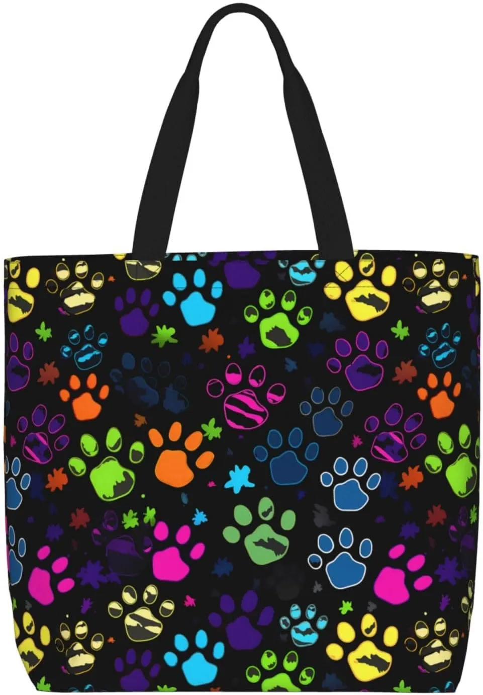 Black Sunflowers Tote Bag for Women, Reusable Grocery Shopping Tote Bags with Zipper, Casual Shoulder Bag Handbags
