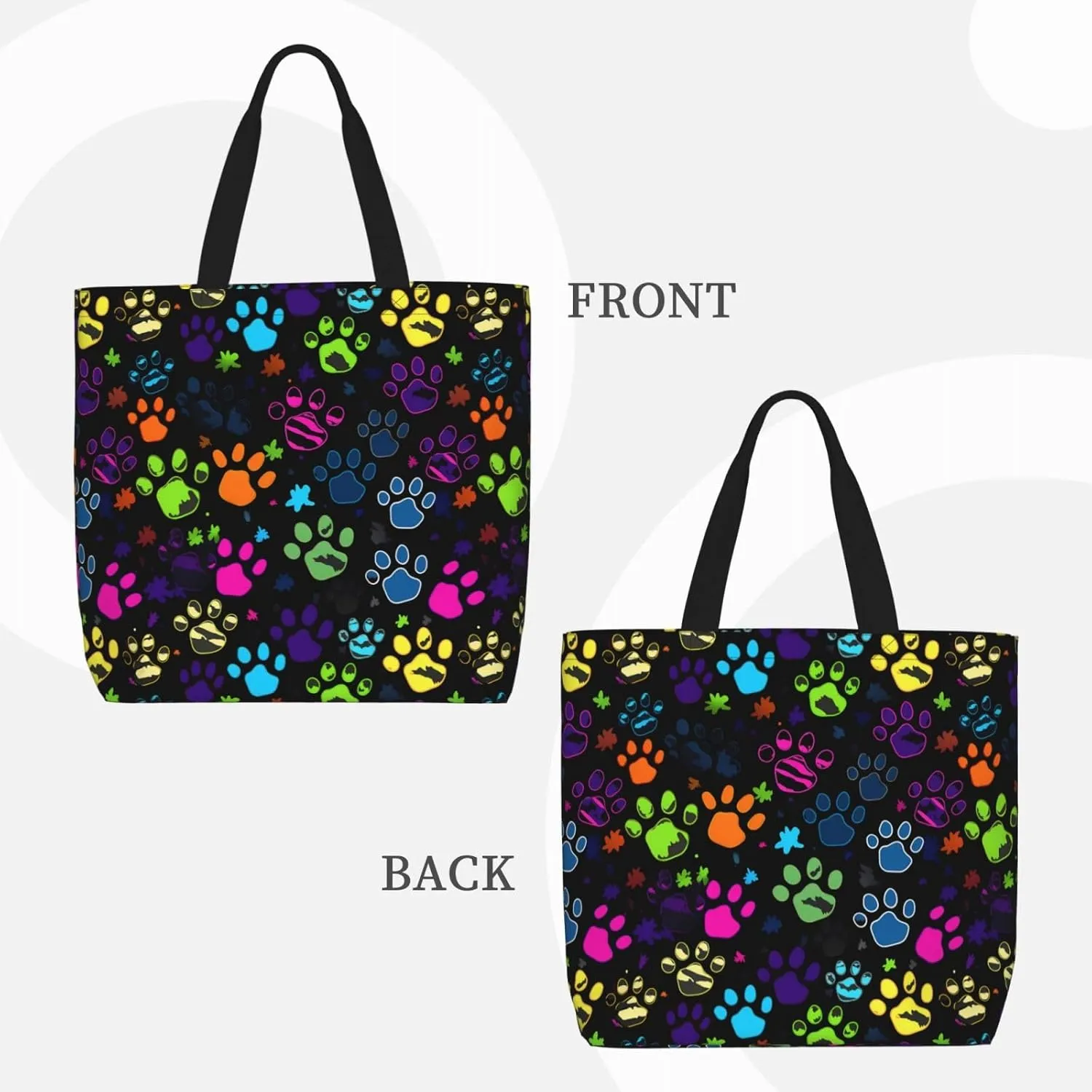 Black Sunflowers Tote Bag for Women, Reusable Grocery Shopping Tote Bags with Zipper, Casual Shoulder Bag Handbags