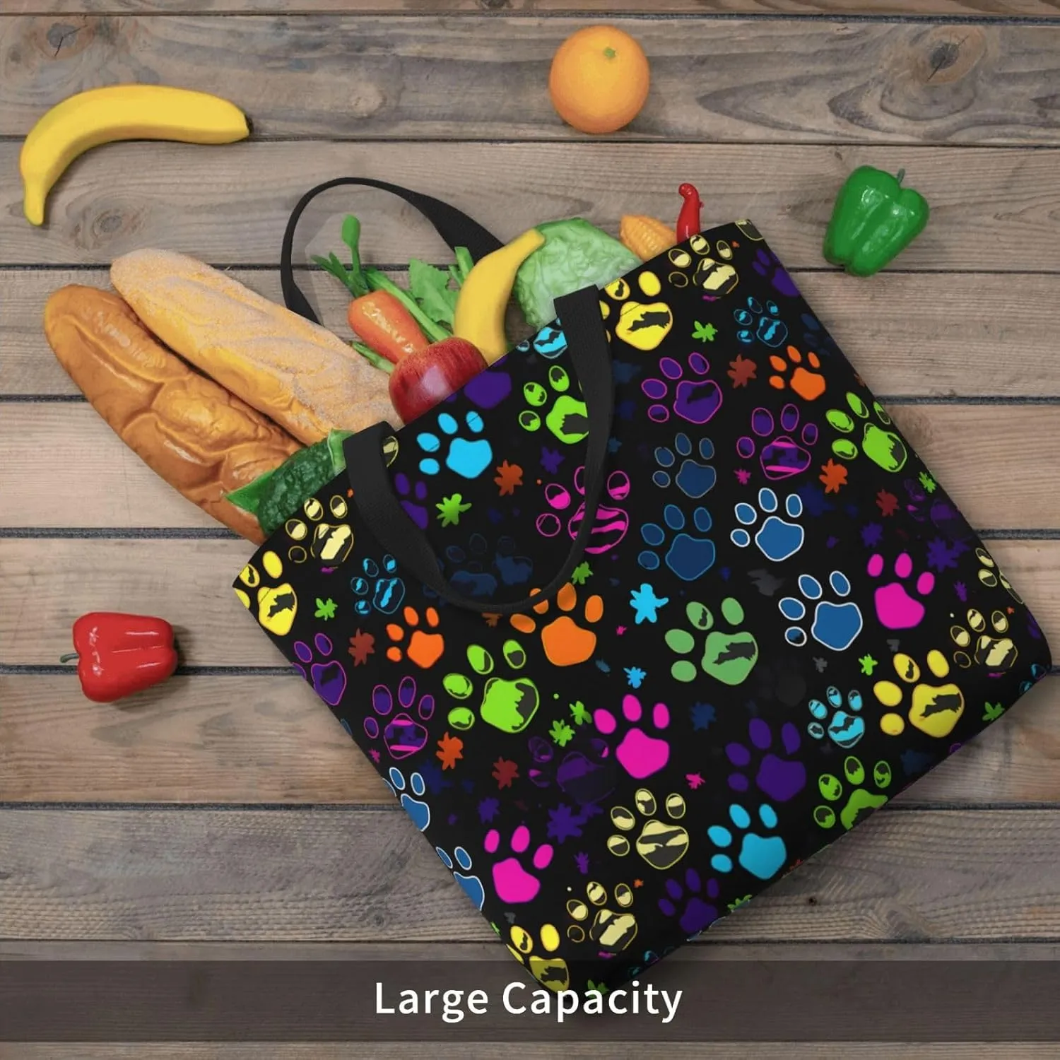 Black Sunflowers Tote Bag for Women, Reusable Grocery Shopping Tote Bags with Zipper, Casual Shoulder Bag Handbags
