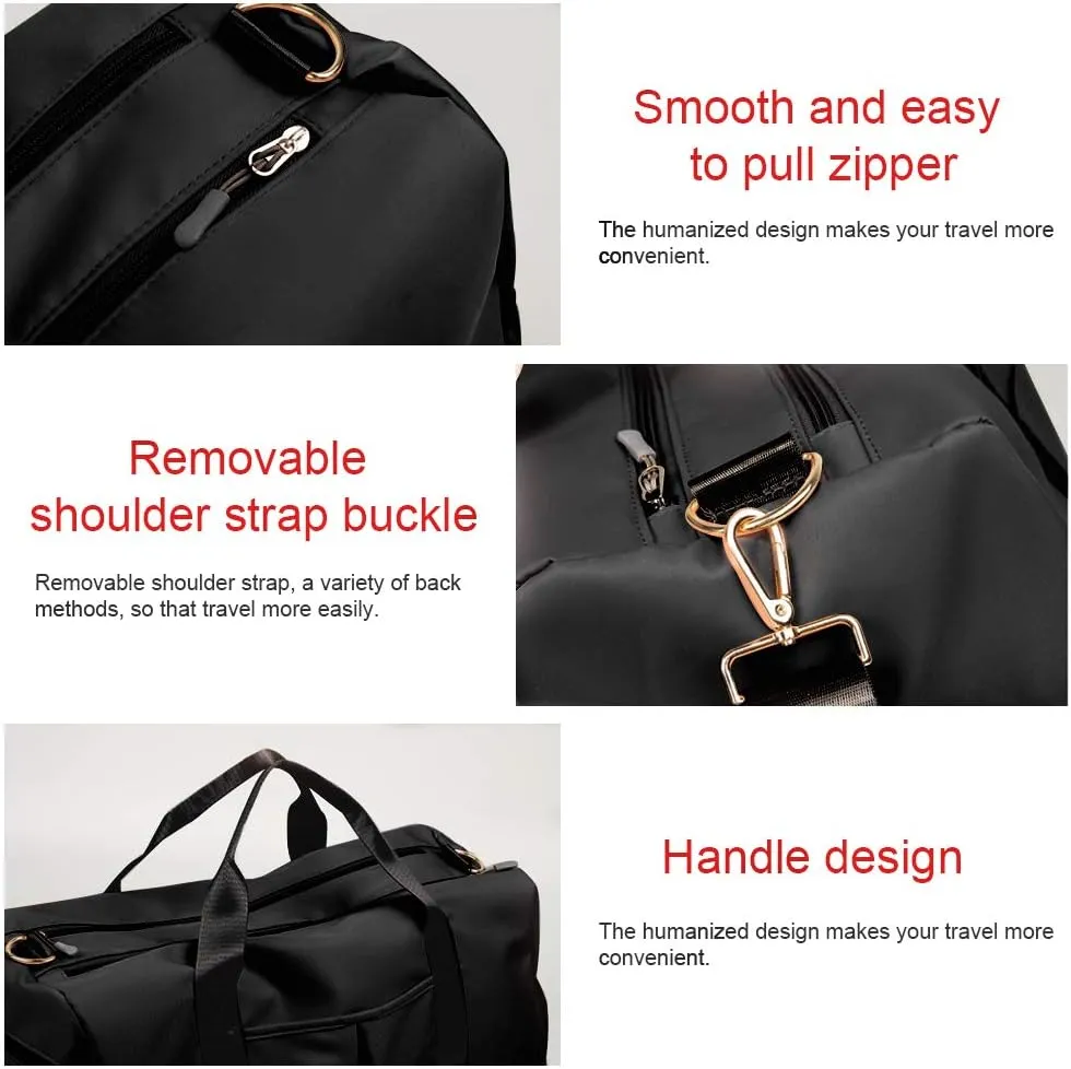 Blackwheel Sports Gym Bag With Shoe Bag Wet Bag Duffle Bag Waterproof Travel Bag for Women Men Black 29L