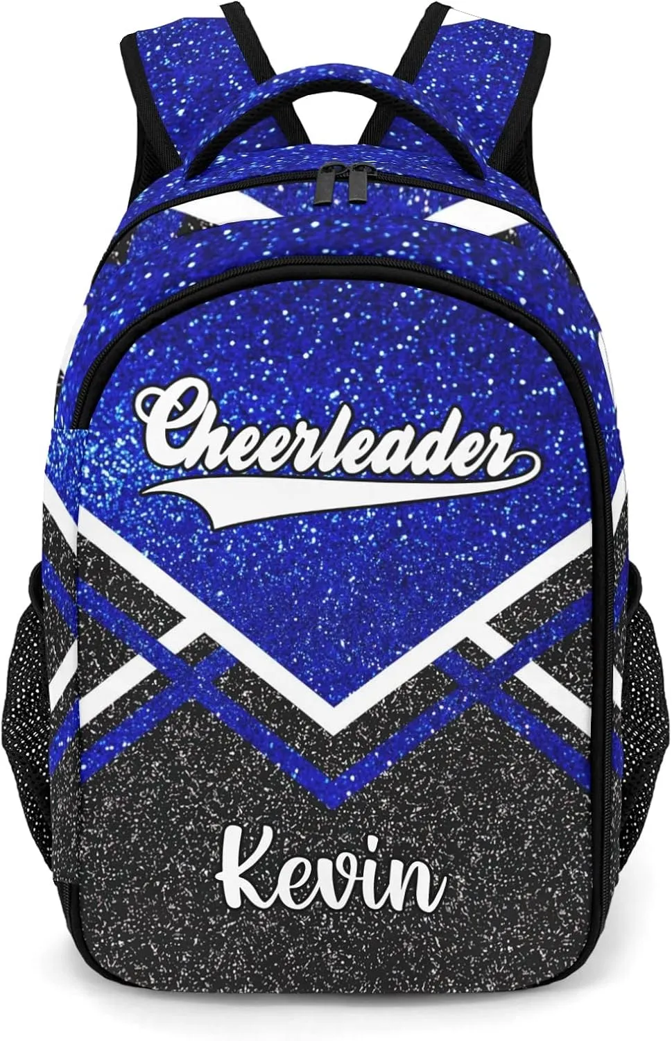 Bling Print Blue Cheerleader Cheer Backpack Personalized with Name for Men Women Shoulder Bag Laptop Bag Bookbag